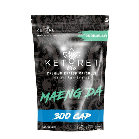 Ketoret Bio Maeng Da 300 count Kratom capsules packaging on a white background